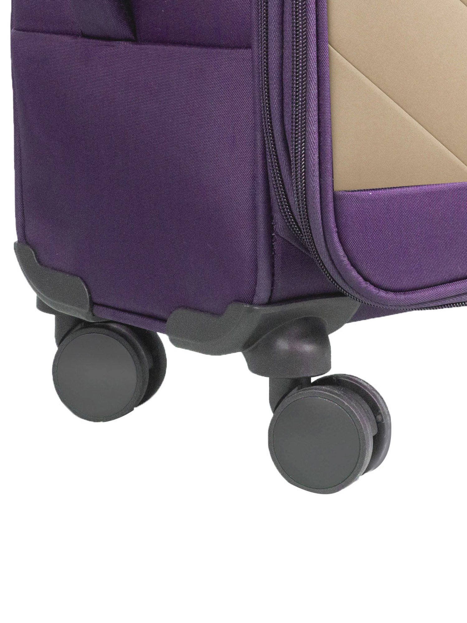 Carriall Purple & Beige 4 Wheel Large Soft Cabin Trolley Pack of 2 - 79 cm