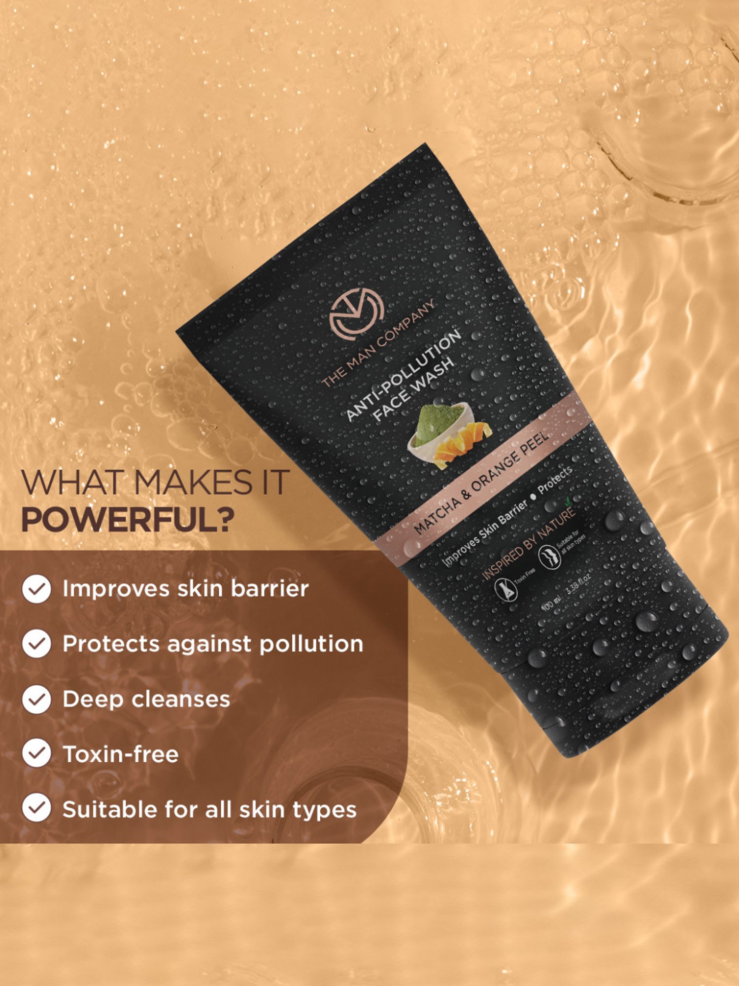 Mancode Detoxifying De Tan, Vitamin C & Acne Control Tea Tree Foaming Facewash (Pack of 3)