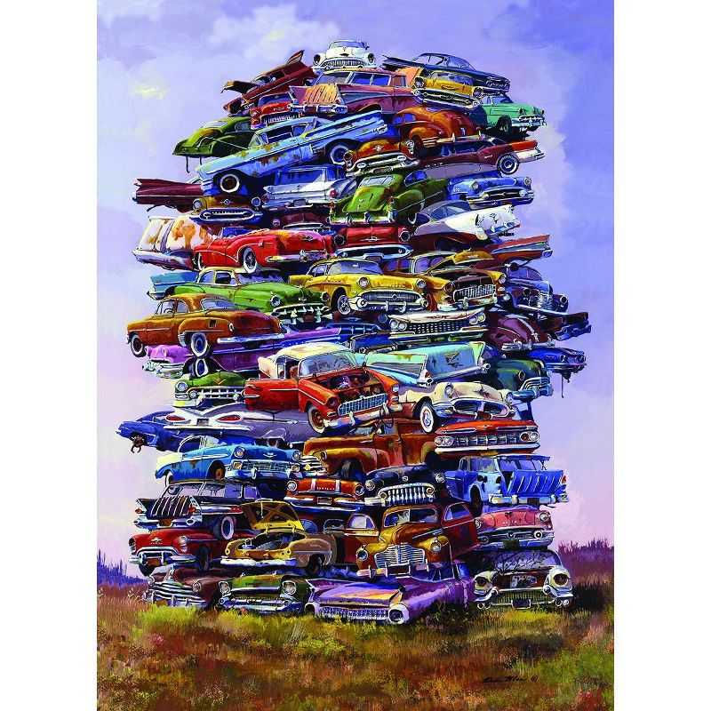 TDC Games Fabulous 50s Junkpile 1000 Piece Classic Car Jigsaw Puzzle - 26.75 x 19.25 inches when assembled