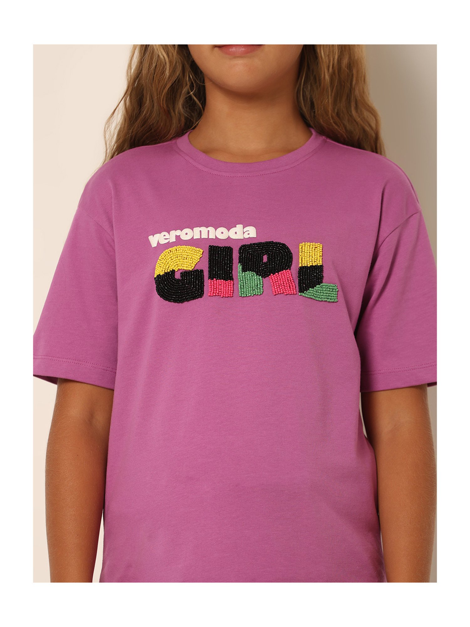 VERO MODA GIRL Purple Embellished T-Shirt