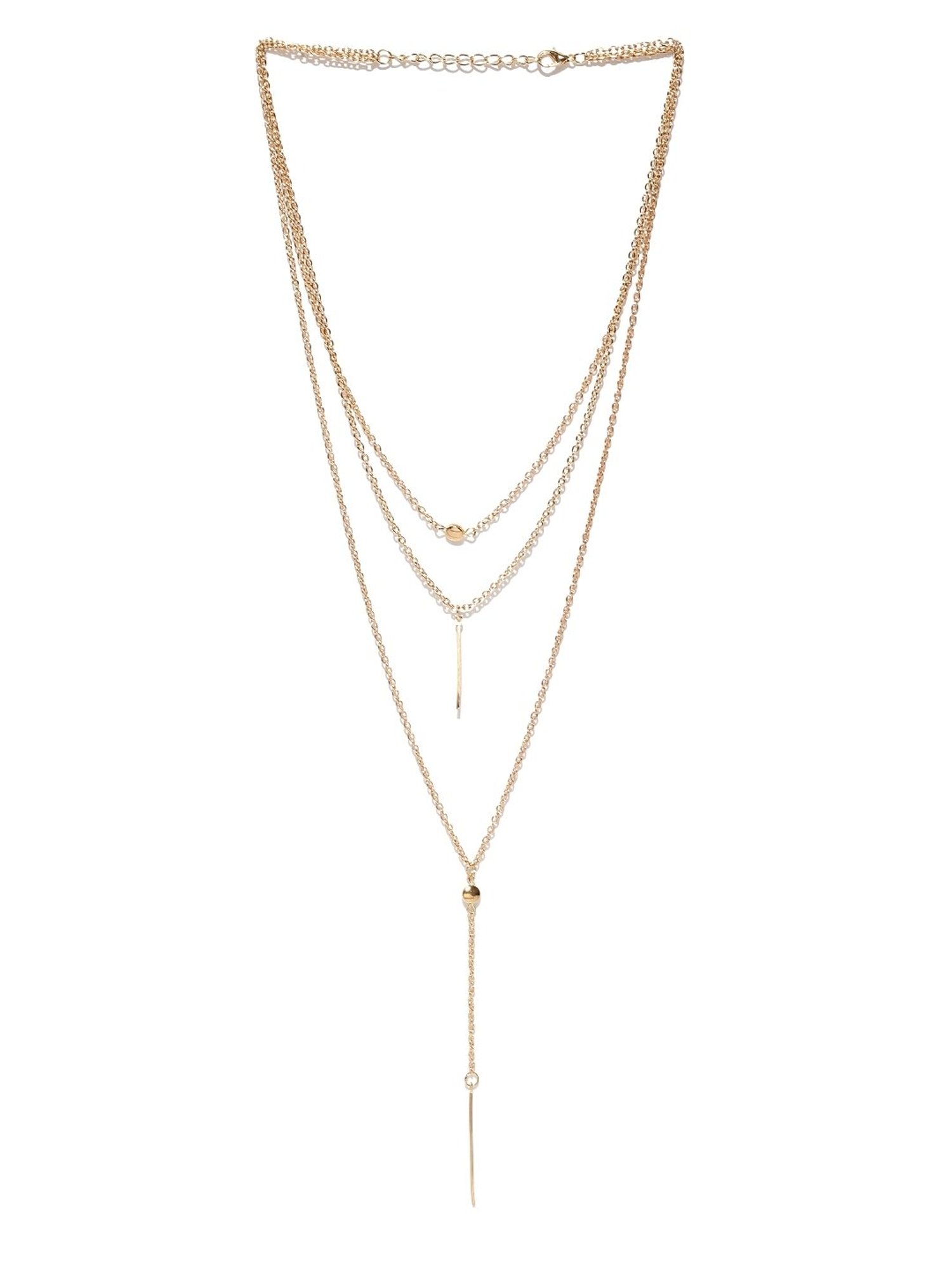 OOMPH Gold Tone Metal Multi Layered MultiStrand Delicate Fashion Necklace Pack of 2