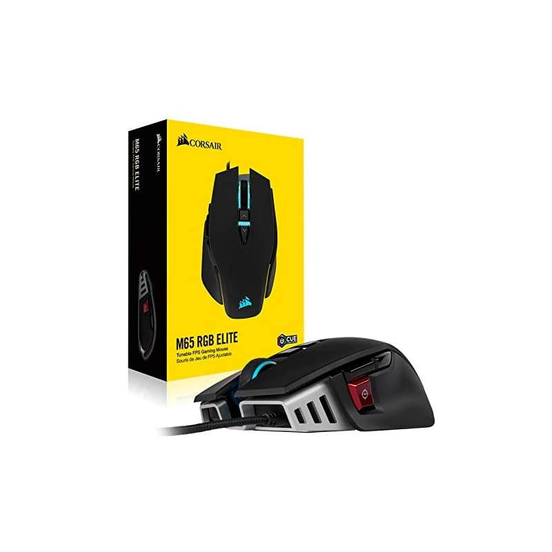 M65 RGB Elite Wired FPS and MOBA Gaming Mouse Adjustable Weight and Balance Durable Aluminum Frame 18000 DPI Optical Sensor