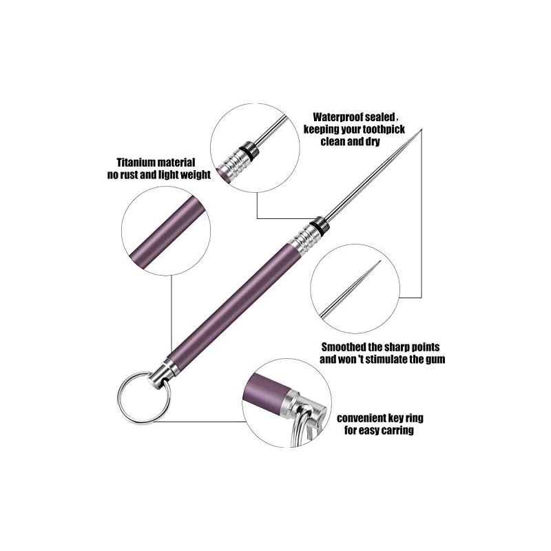 Pieces Portable Titanium Toothpicks Pocket Toothpick Metal Toothpick Holder for Outdoor Picnic and Camping (Purple)