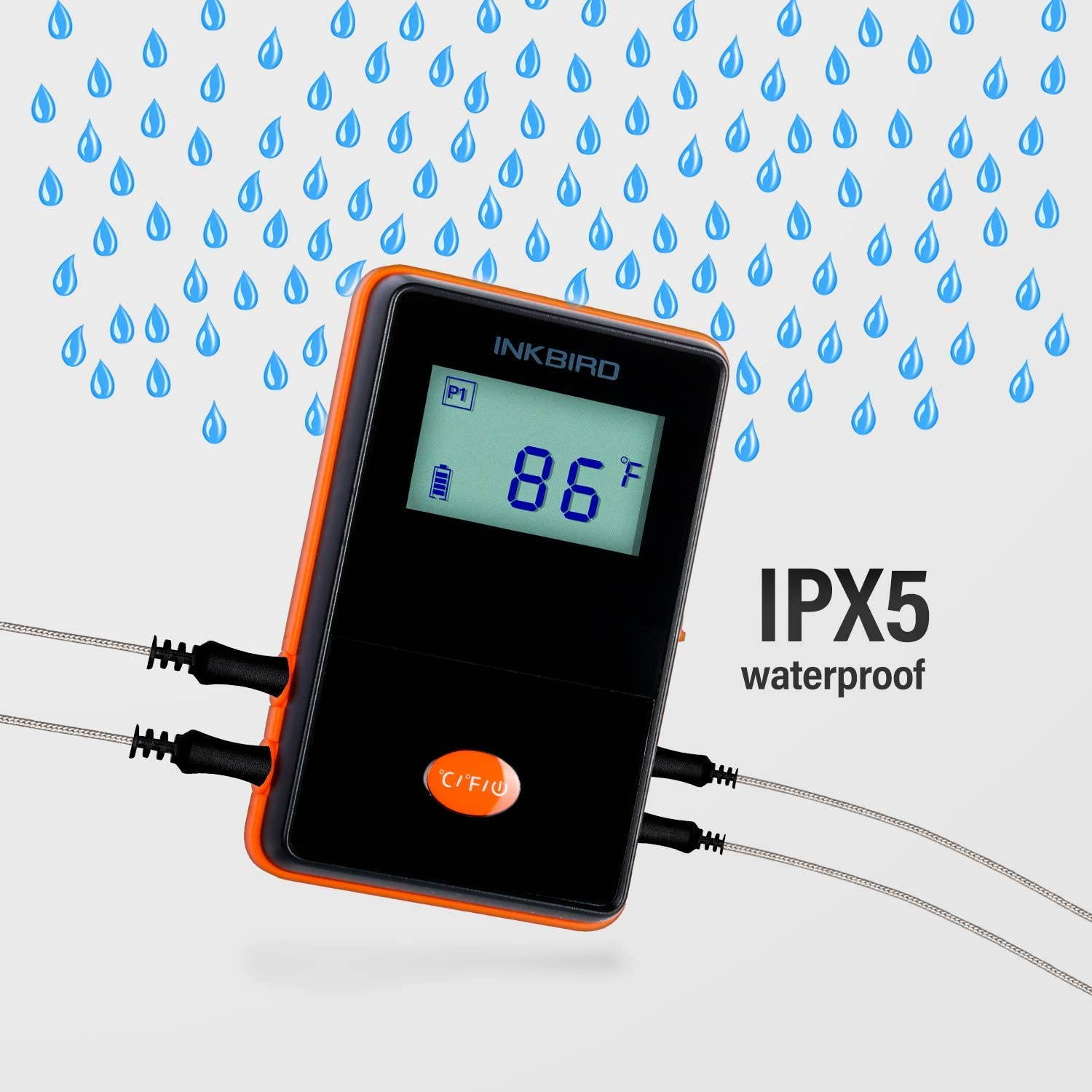 Inkbird IRF-4S Wireless Remote Meat Thermometer for Smoker, 1500ft Waterproof Digital Cooking Food Oven Grill Thermometer with Timer, Alarm, 4 Probes for BBQ Thermometer