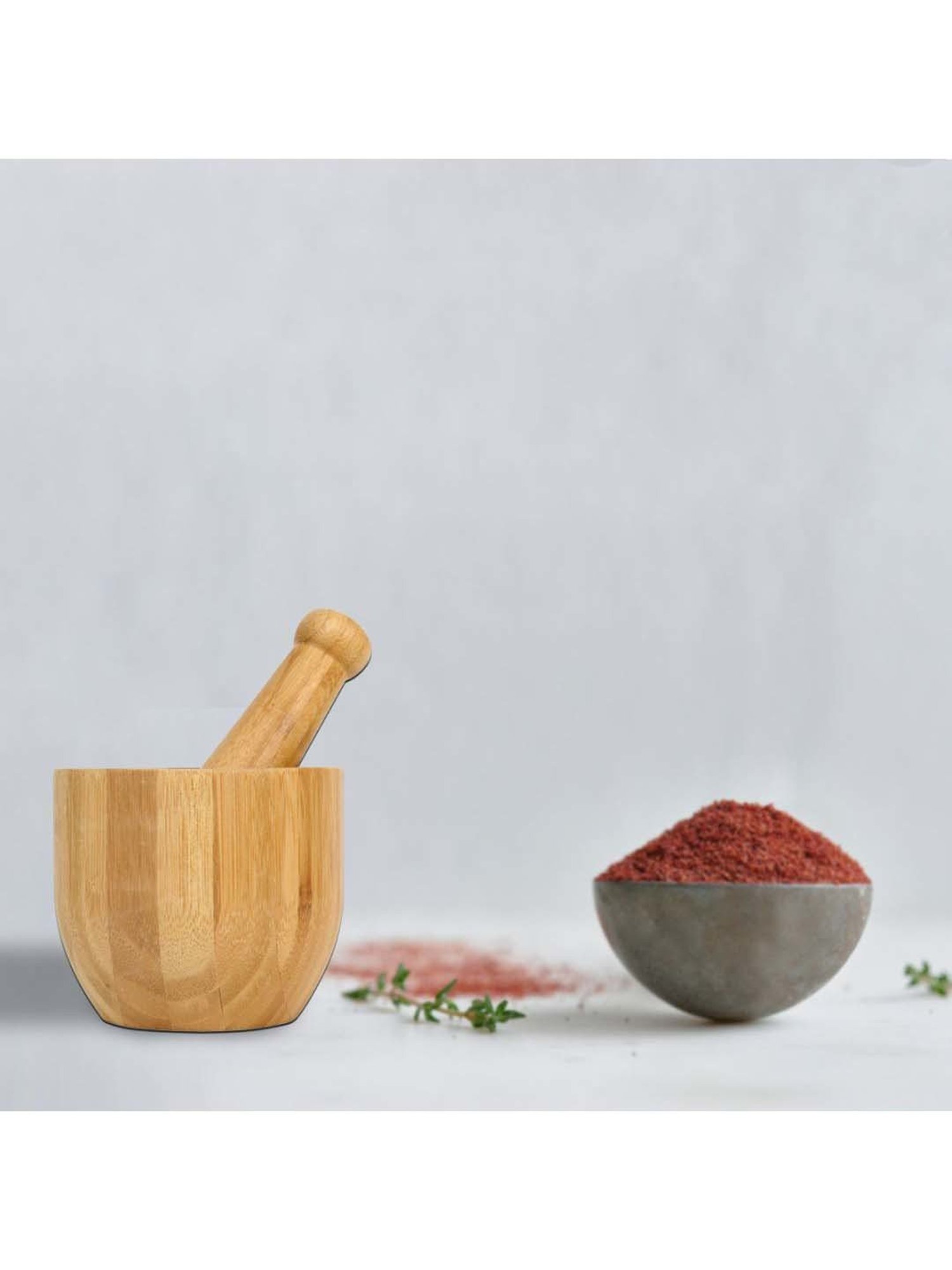 @home Brown Bamboo Mortar with Pestle Set