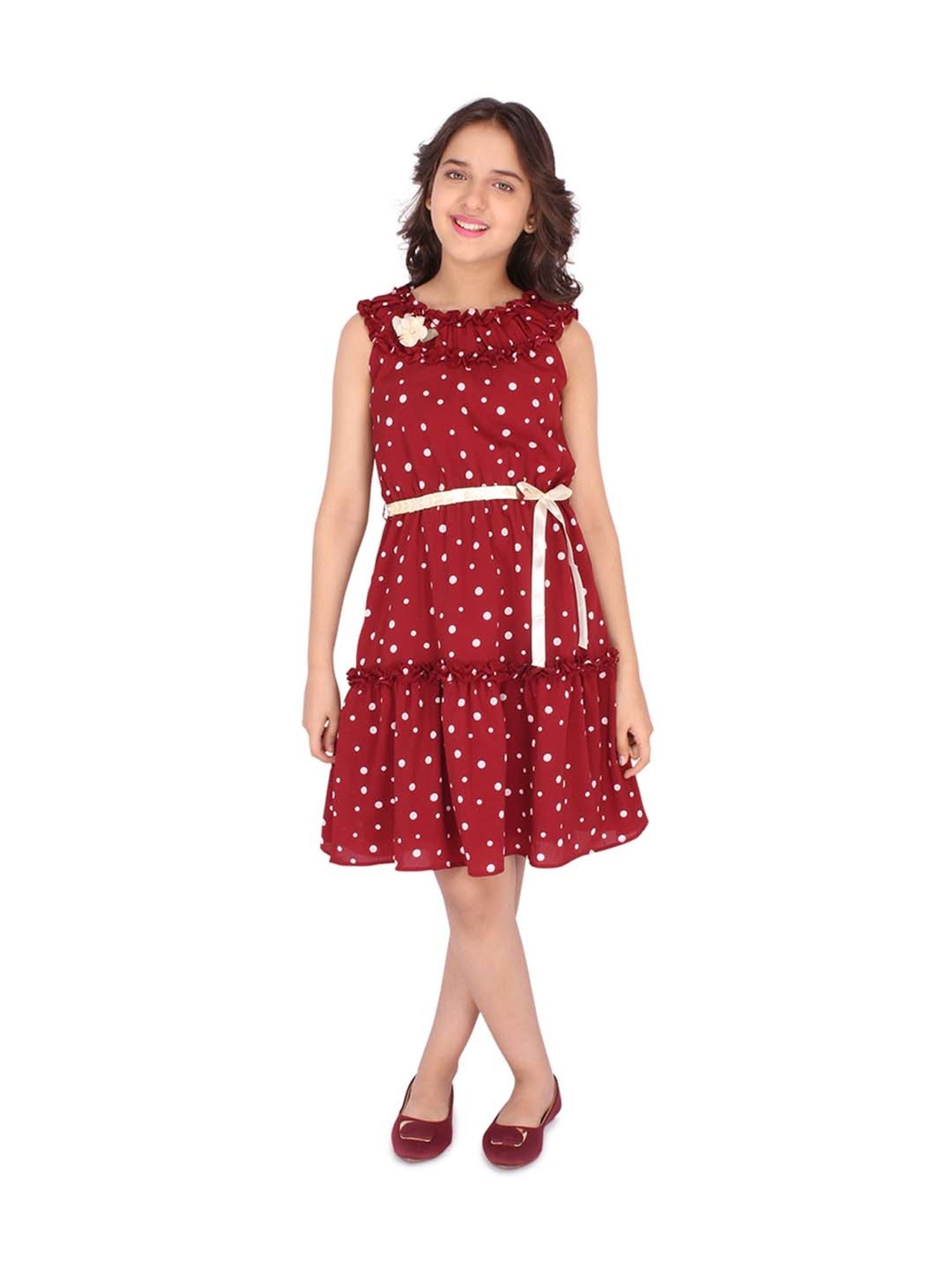 Cutecumber Kids Maroon Printed Dress