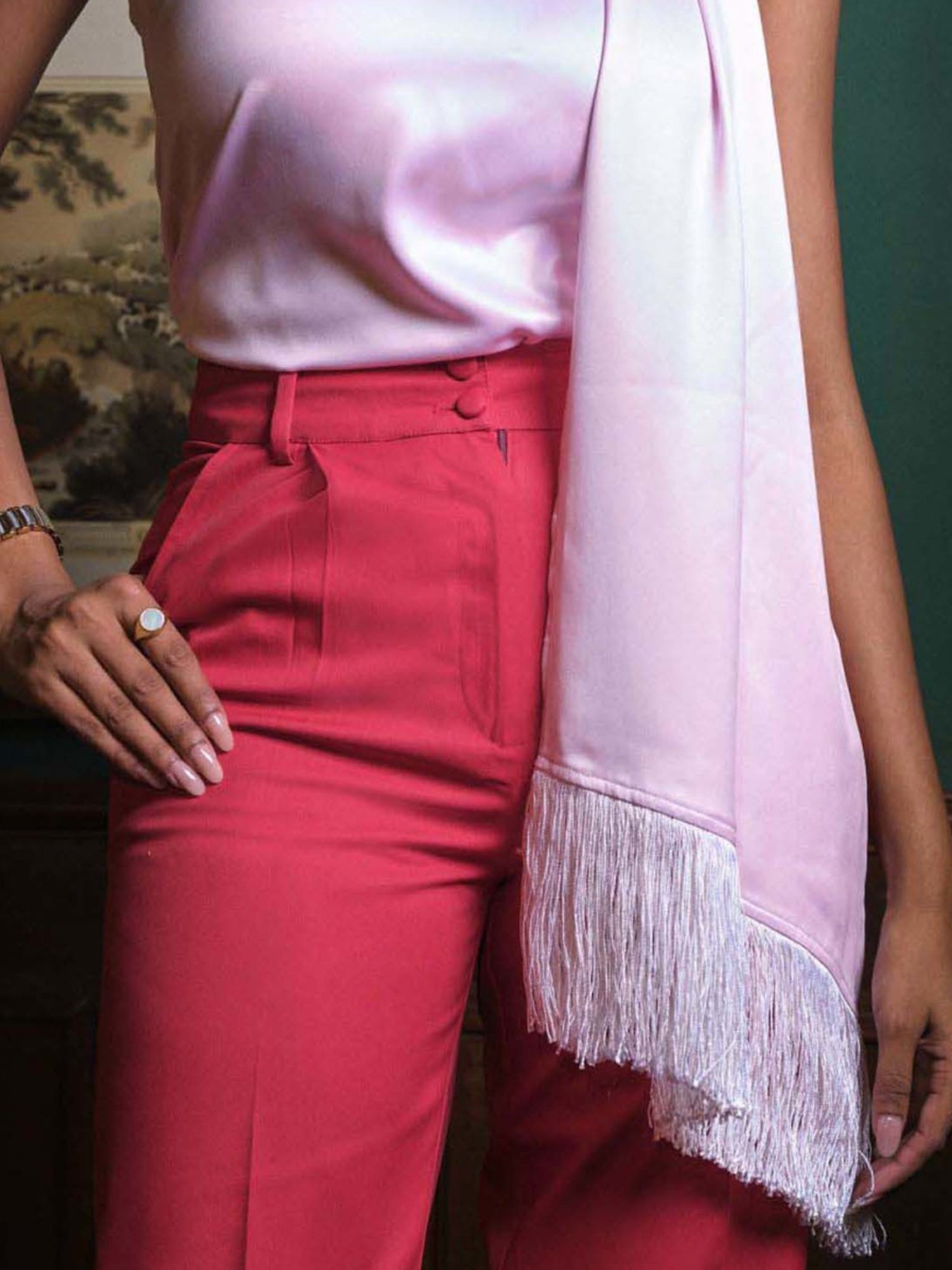 Qua Pinot Noir Red Club 82 Hi-Rise Straight Trousers