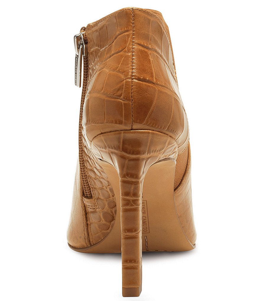 Vince Camuto Sindarah Pointed Toe Ankle Croco Embossed Leather Booties