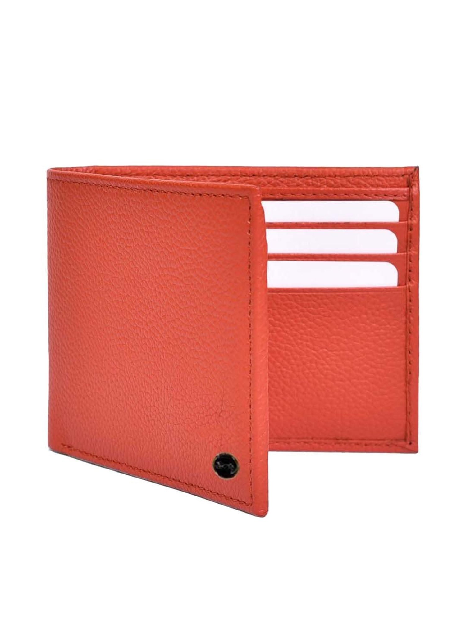 BELWABA Orange Casual Leather Bi-Fold Wallet for Men