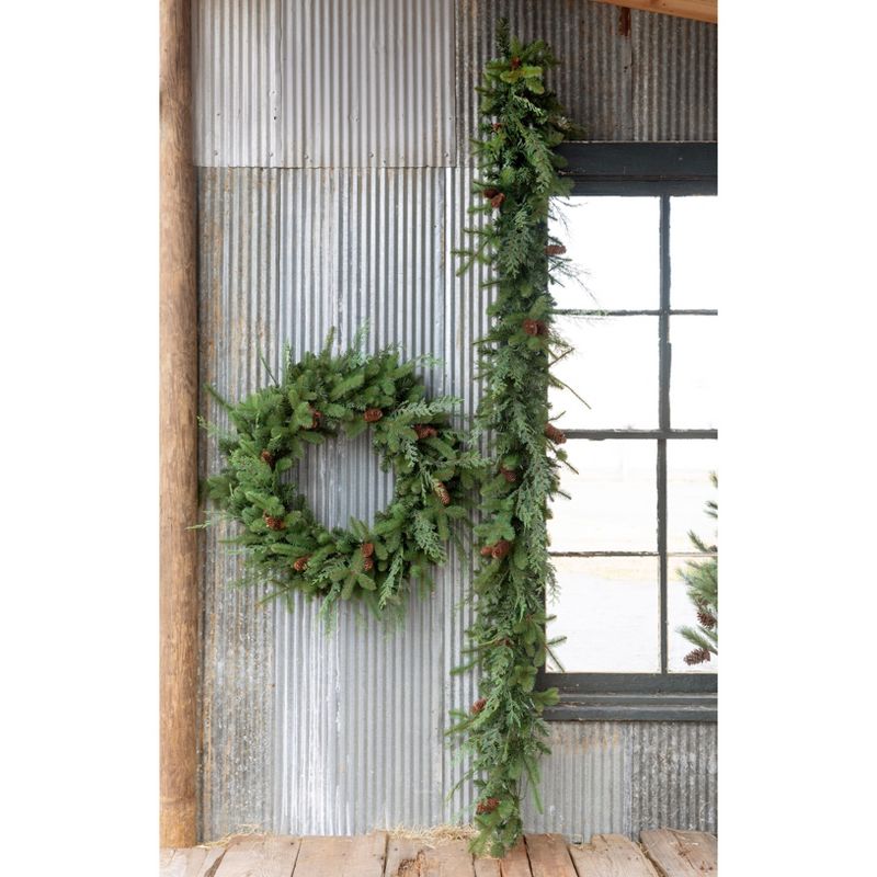 Park Hill Collection Mixed Evergreen Garland with LED Lights 9'