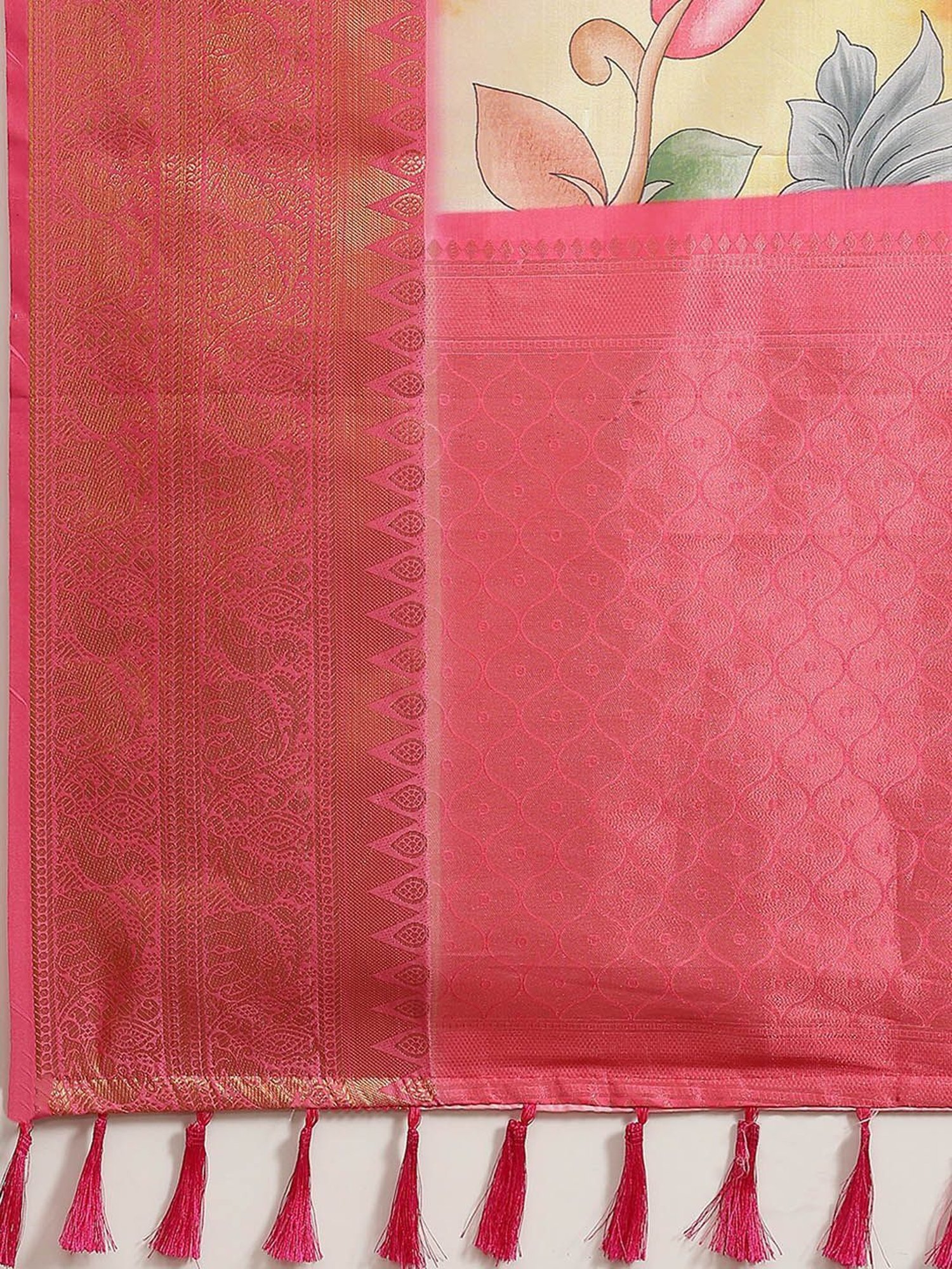 Silk Land Silk Multicolored Woven Saree With Unstitched Blouse