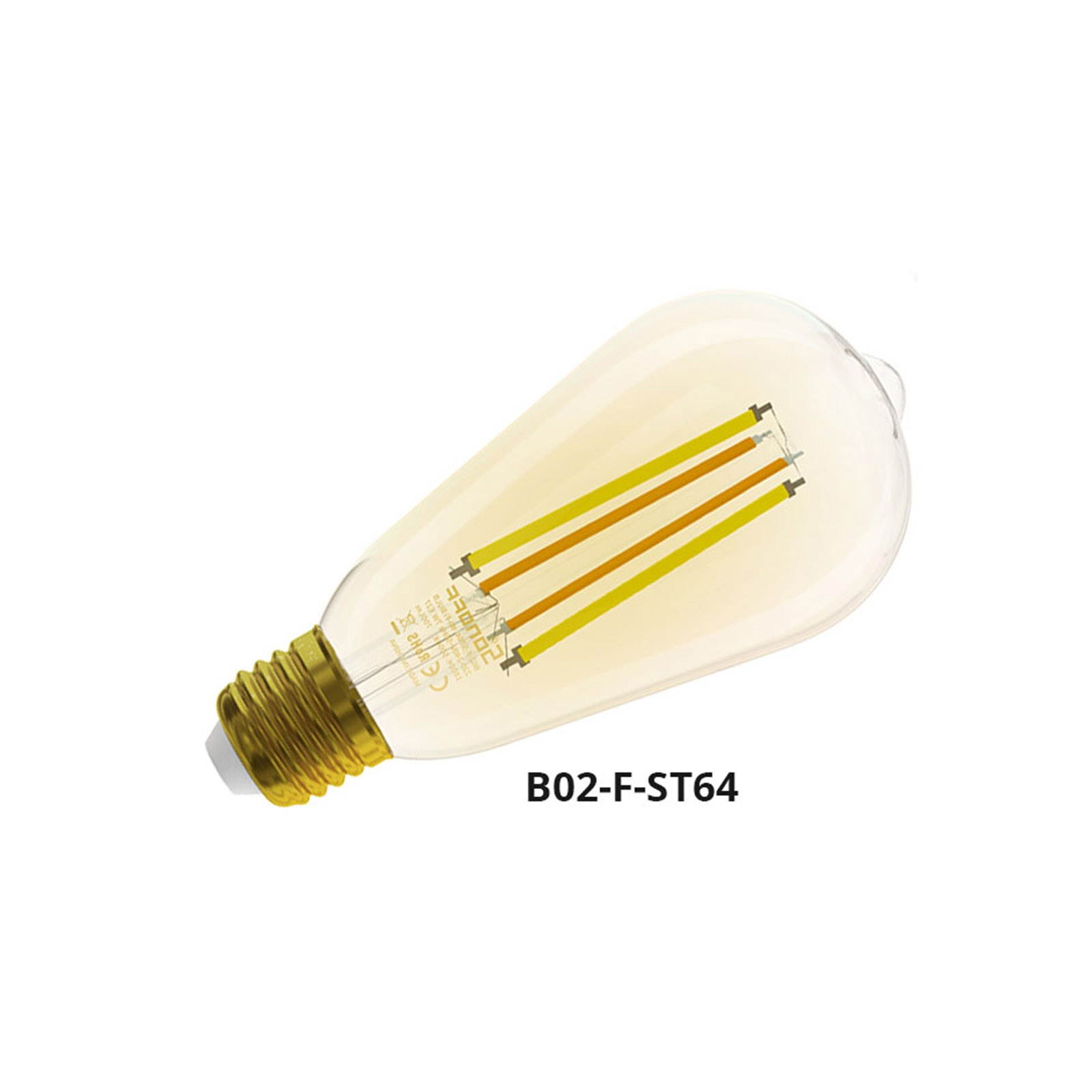 SONOFF ITEAD B02-F-ST64 Smart Wi-Fi LED Filament Bulb E27 Smart Bulb Light Dimmable Color Changeable for Android/IOS Phone APP Remote Control Compatible with Amazon Alexa & for Google Home