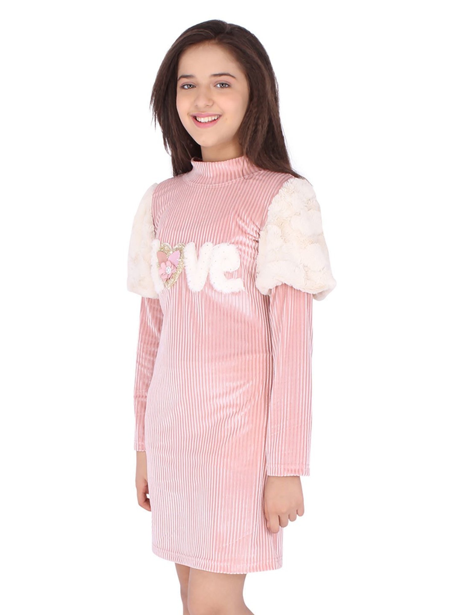 Cutecumber Kids Peach Solid Dress