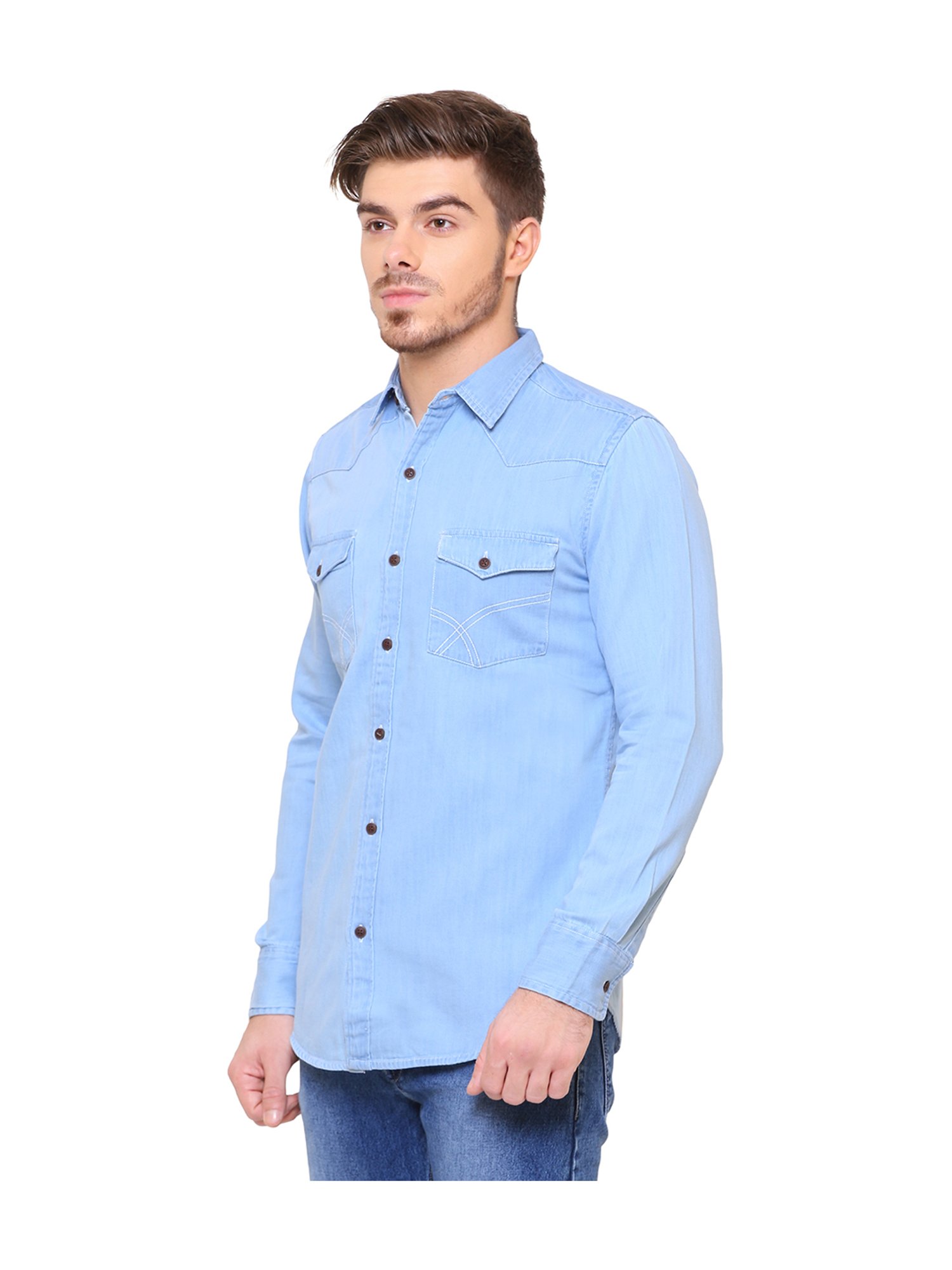 Southbay Light Blue Solid Slim Fit Shirt
