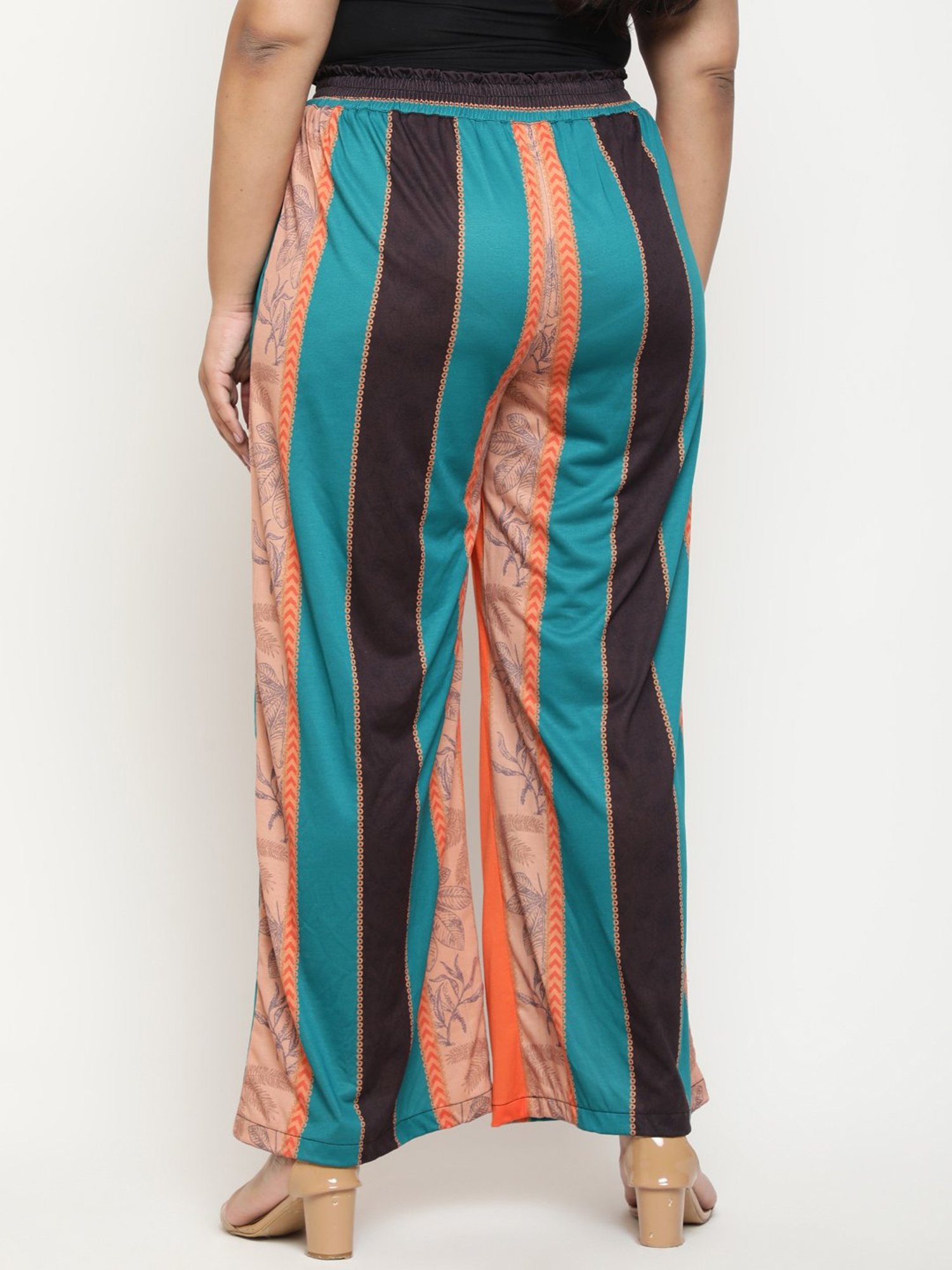 Amydus Multicolor Striped Flared Fit High Rise Pants