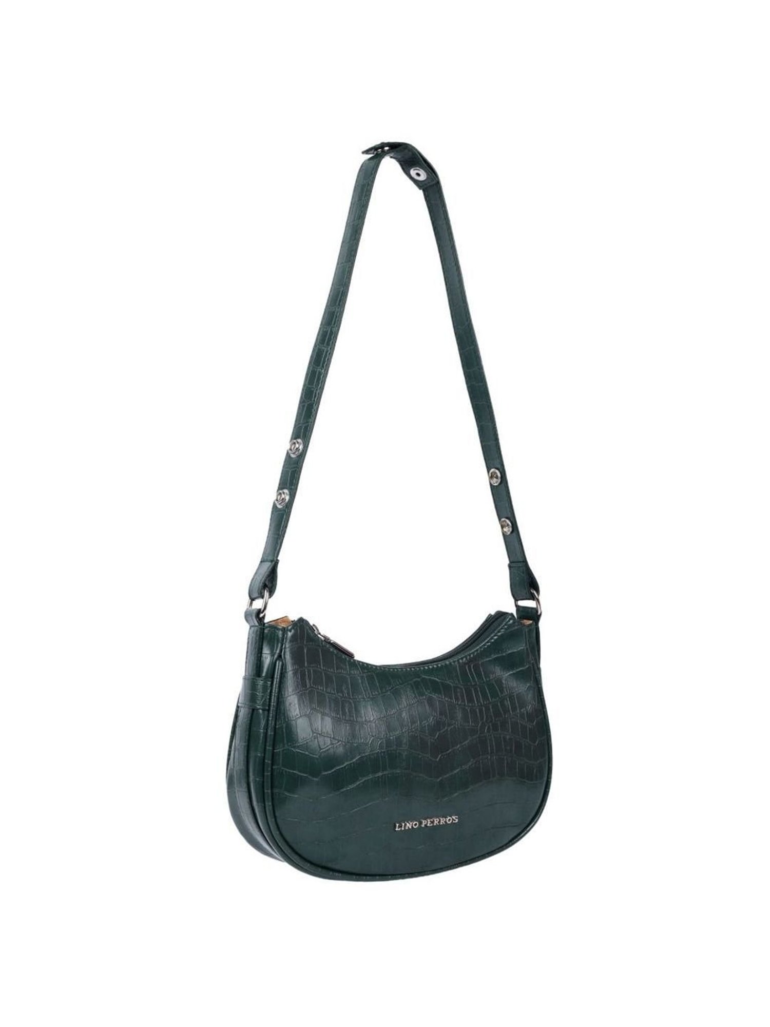Lino Perros Green Textured Medium Shoulder Handbag