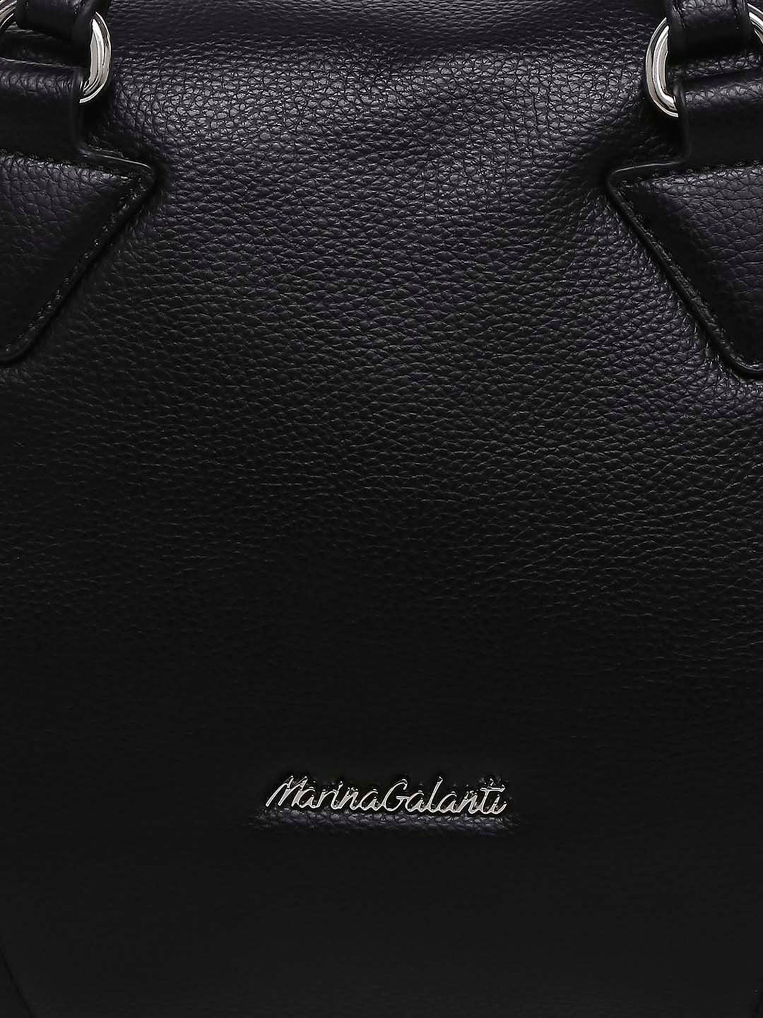Marina Galanti Black Textured Medium Bowler Bag