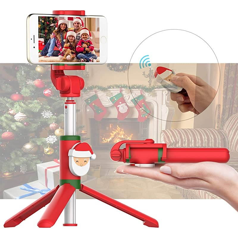 Bluetooth Selfie Stick Tripod with Wireless Remote Shutter Compatible with iPhone 11X876 Series Samsung Galaxy S10S9S8Note Series Huawei Other SmartphonesChristmas Santa