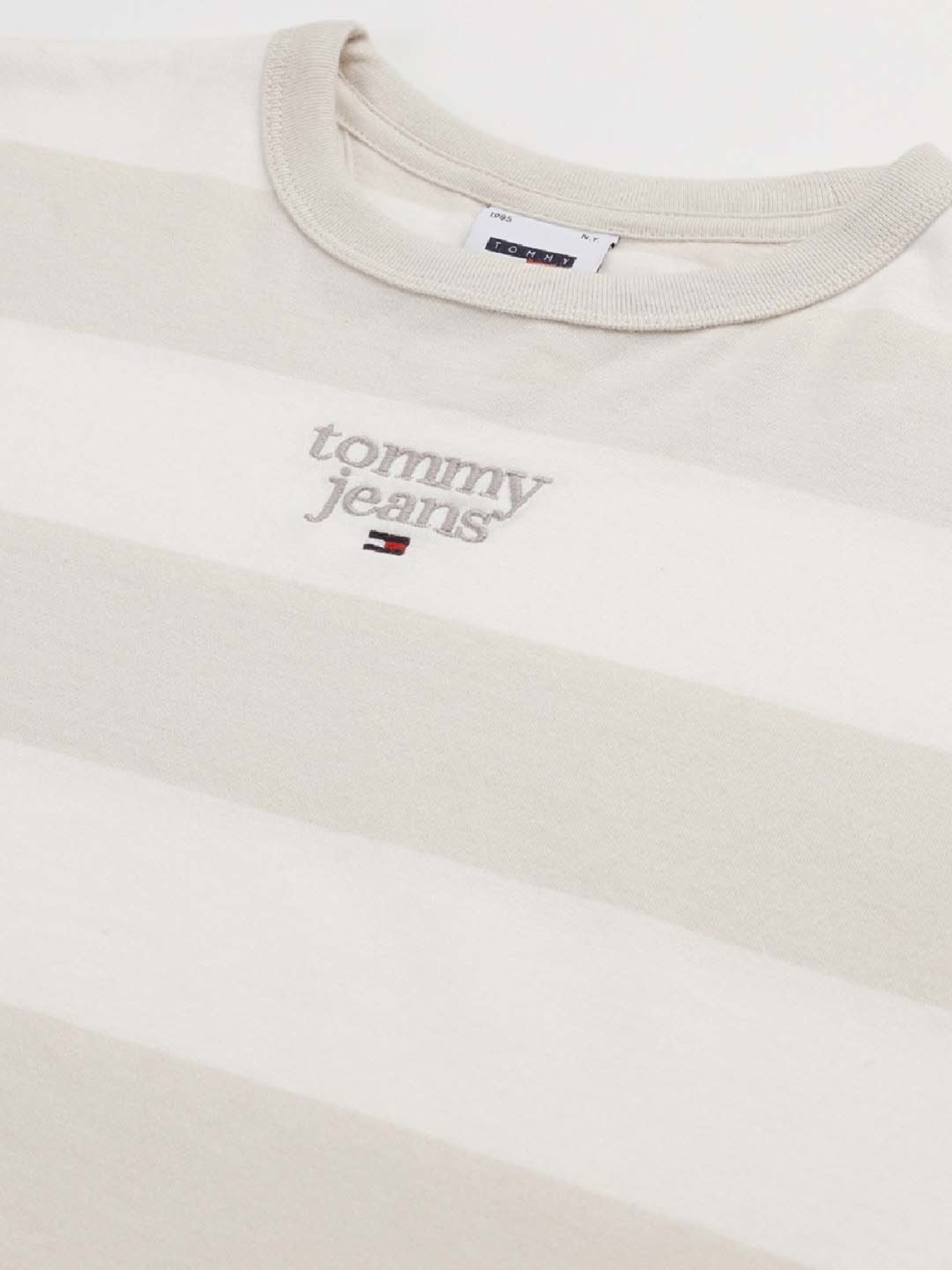 TOMMY HILFIGER Beige & White Cotton Color-Block T-Shirt