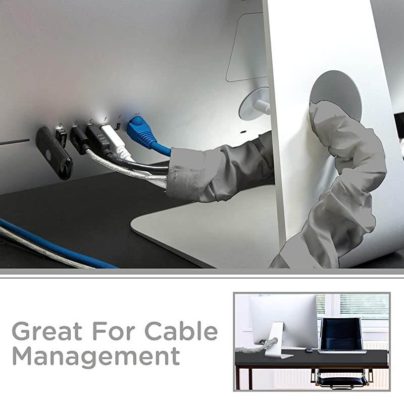 Fabric Cord Cover 6 ft Hides Cables Great for Lamps Light Fixtures and Desks Cable Management Easy Installation Heather Gray 40731