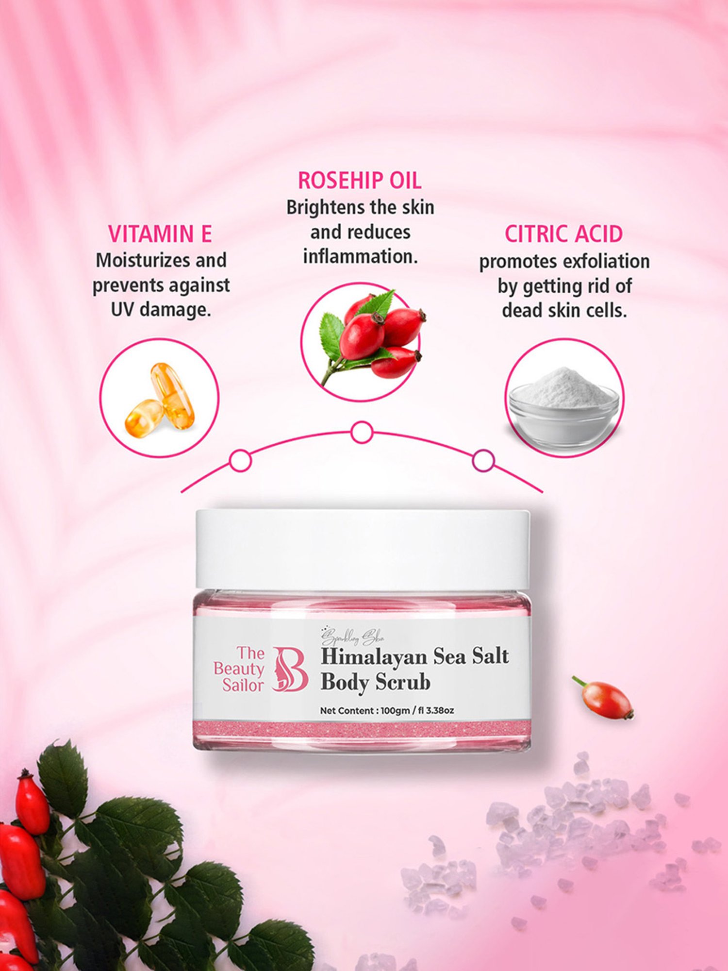 The Beauty Sailor Sparkling Skin Himalayan Sea Salt Body Scrub - 100 gm