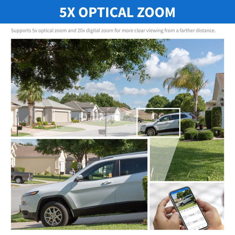 GW Security 4K IP PoE 4X Optical Zoom Outdoor Indoor Starlight Color Night Vision 8MP Dome cameras, 2.7-13.5mm Motorized Zoom Lens, 120FT Night Vision
