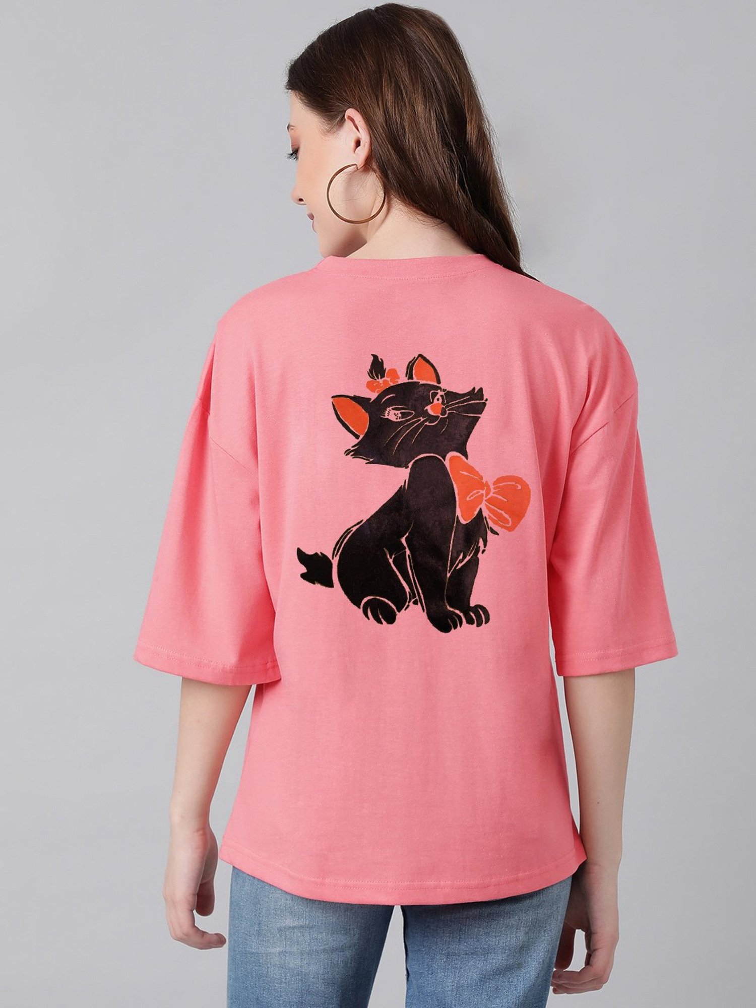 Kotty Pink Graphic Print Oversized T-Shirt