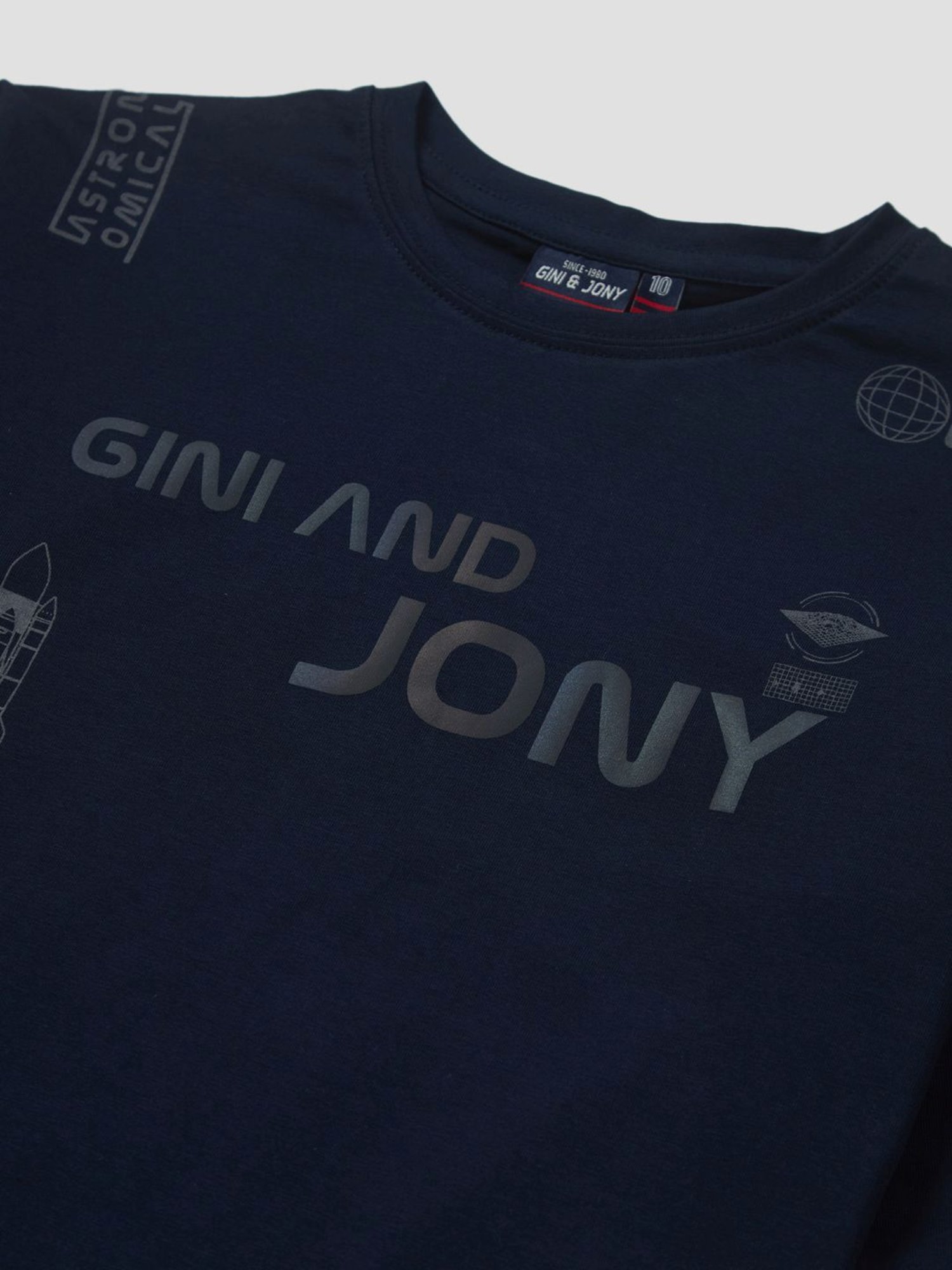 Gini & Jony Kids Blue Cotton Printed T-Shirt