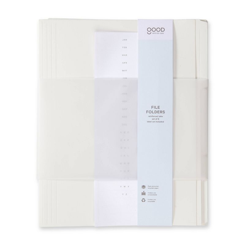 6ct File Folders with Label Set Letter Size Chalk - Good Office Day