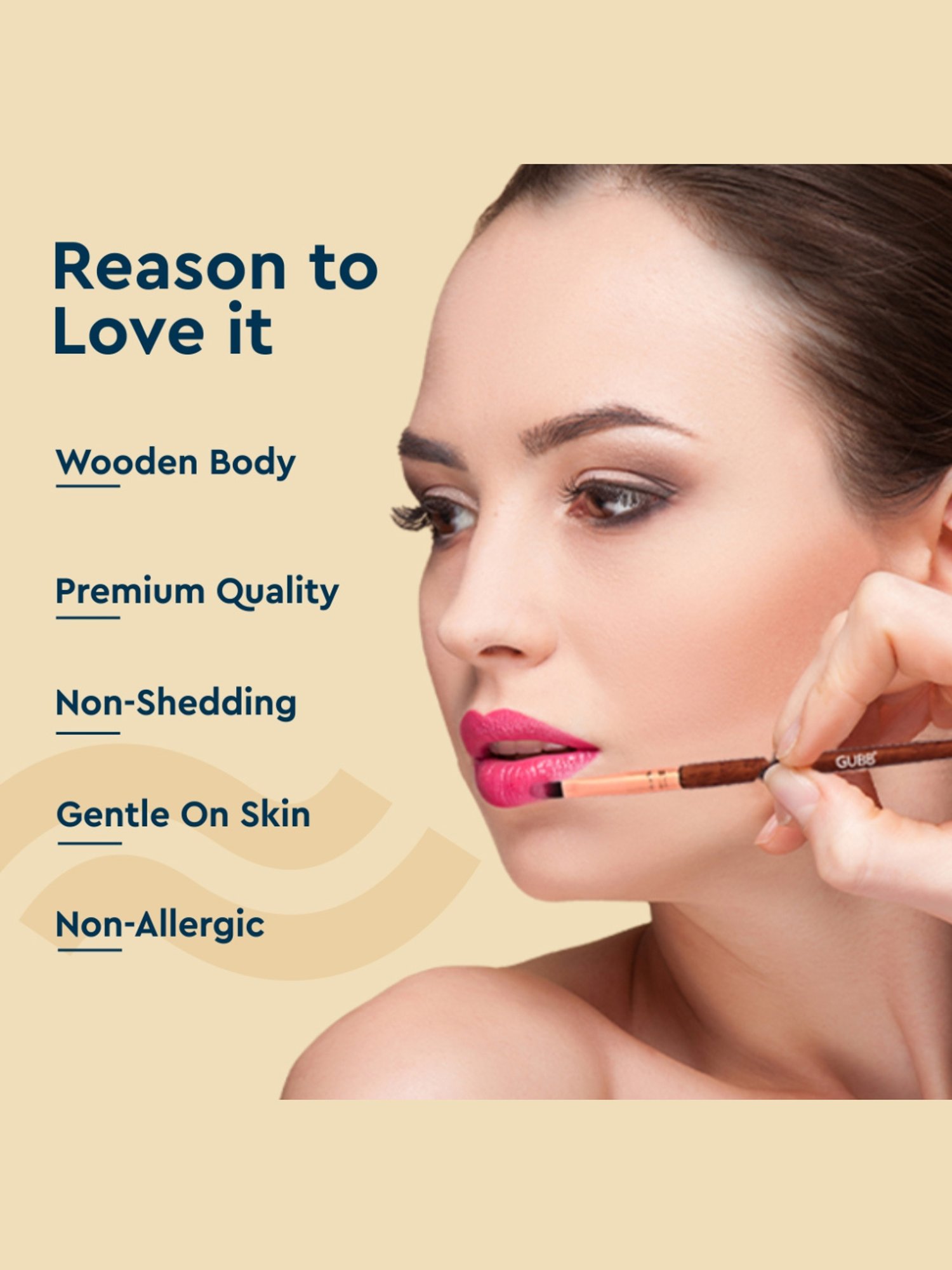 GUBB Lip Brush for Lipstick & Lip Gloss Application, Lipstick Makeup Brush