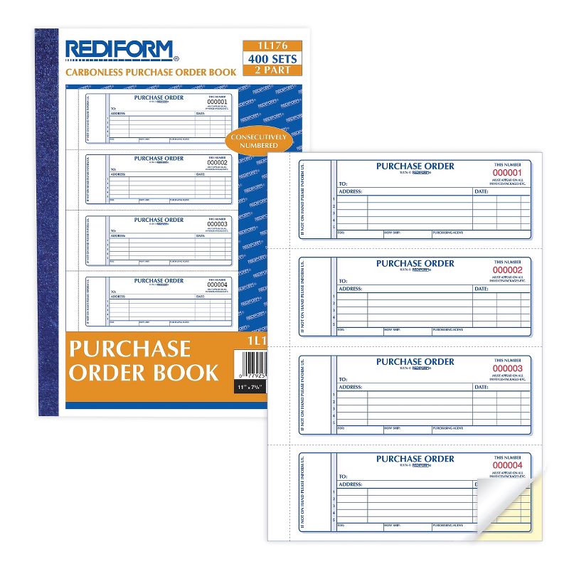 Rediform Purchase Order Book 7 x 2 3/4 Two-Part Carbonless 400 Sets/Book 1L176