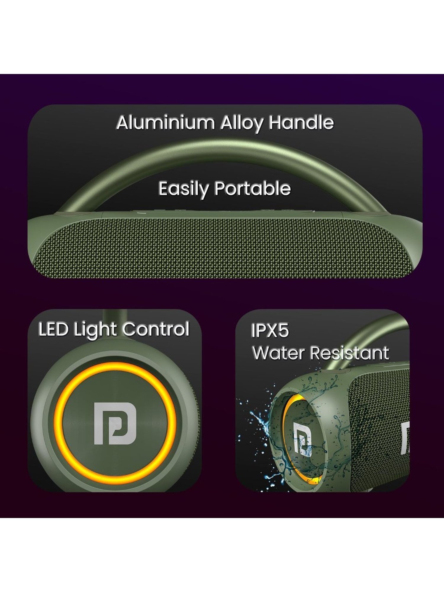 Portronics Radiant 30W Wireless Bluetooth Speaker With 6 Hours Playtime (Green)