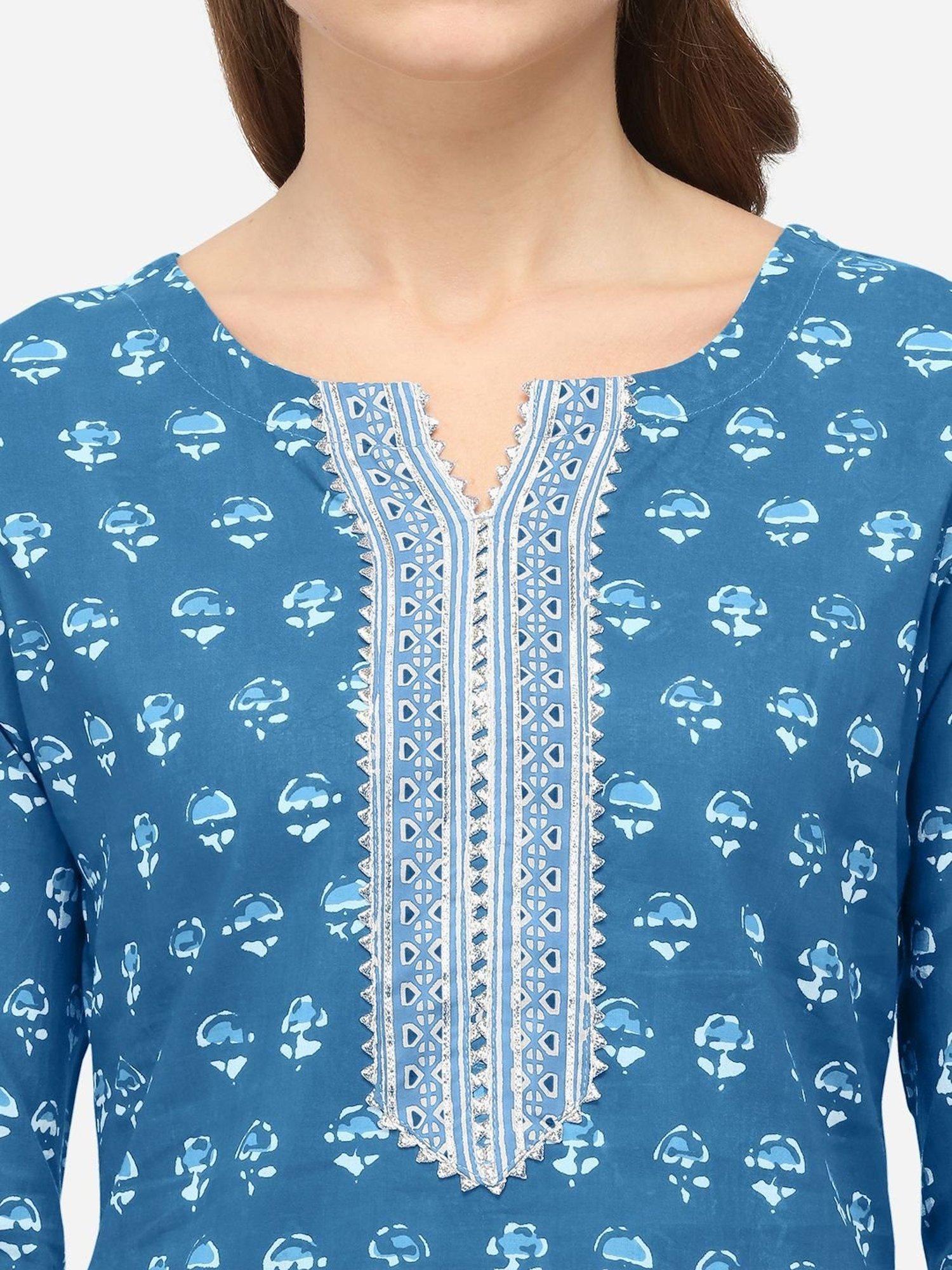 MIRCHI FASHION Cotton Blue Printed Kurta Pant Set With Dupatta