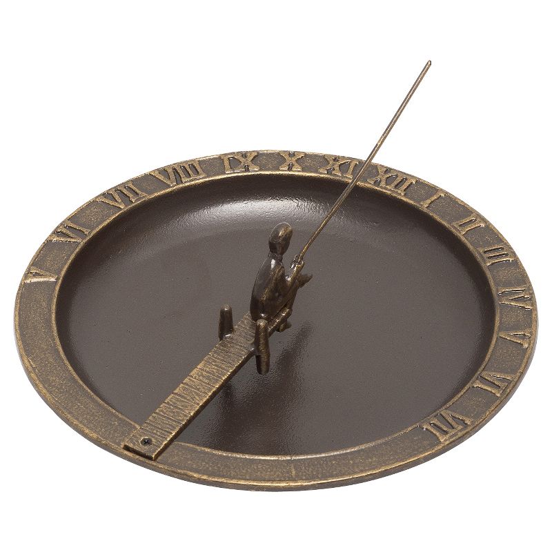 1" Fisherboy Sundial Birdbath - French Bronze - Whitehall Products
