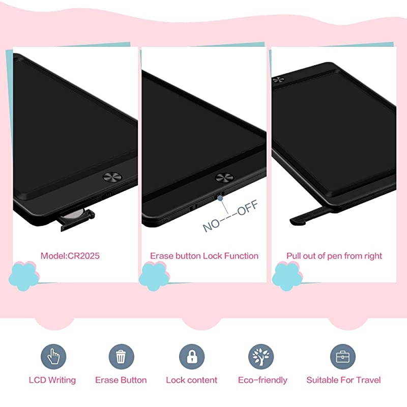 Writing Tablet Drawing Board Electronic Drawing Tablet Kids Tablets Doodle Board Writing Pad for Kids and Adults at Home School and Office with Lock Erase Button Black