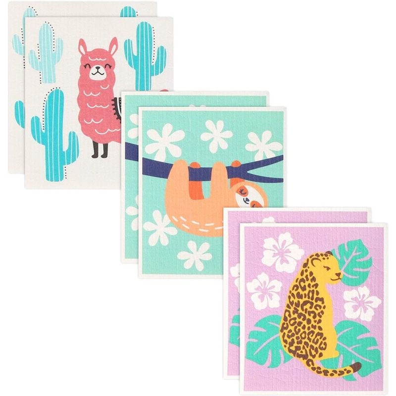 Swedish Dish Cloth 7.75" Thanksgiving Fall Set / 4 Dishcloth Kitchen Clean Up  -  Dish Cloth