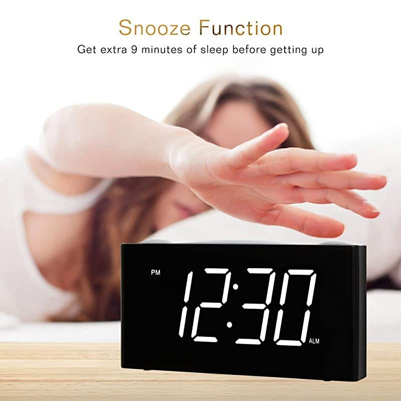 Digital Alarm Clock for Bedrooms Large 65quot LED Display with Dimmer Snooze 7 Color Night Light Easy to Set USB Chargers Battery Backup 1224 Hours for Heavy Sleepers Kids Desk Elderly