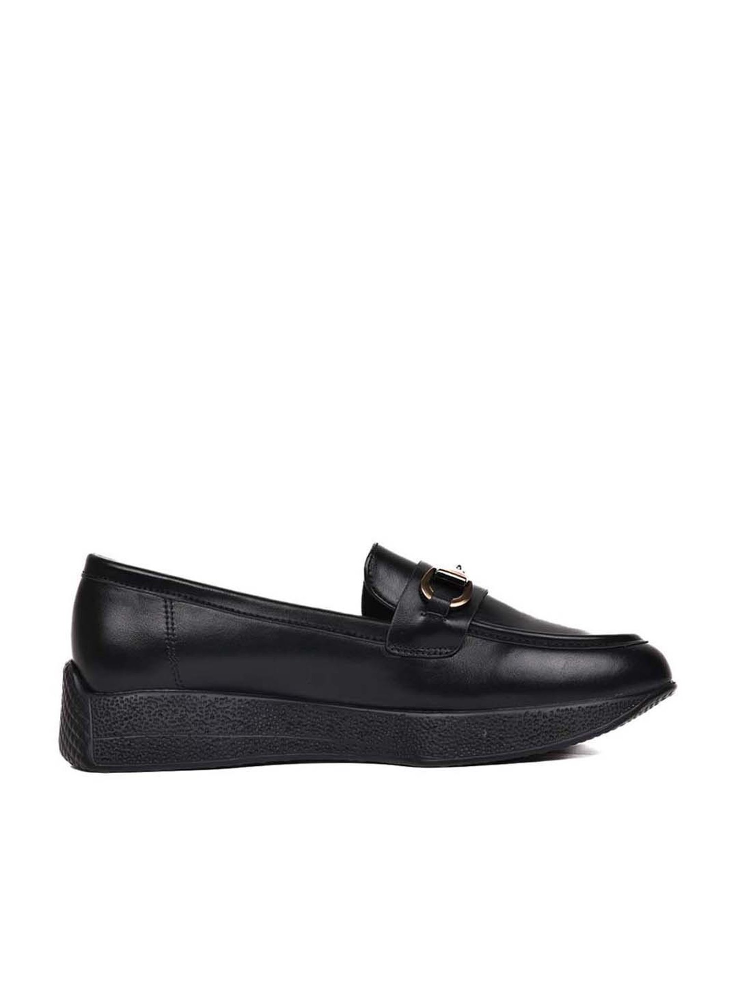 Jove Women's Jet Black Wedge Loafers