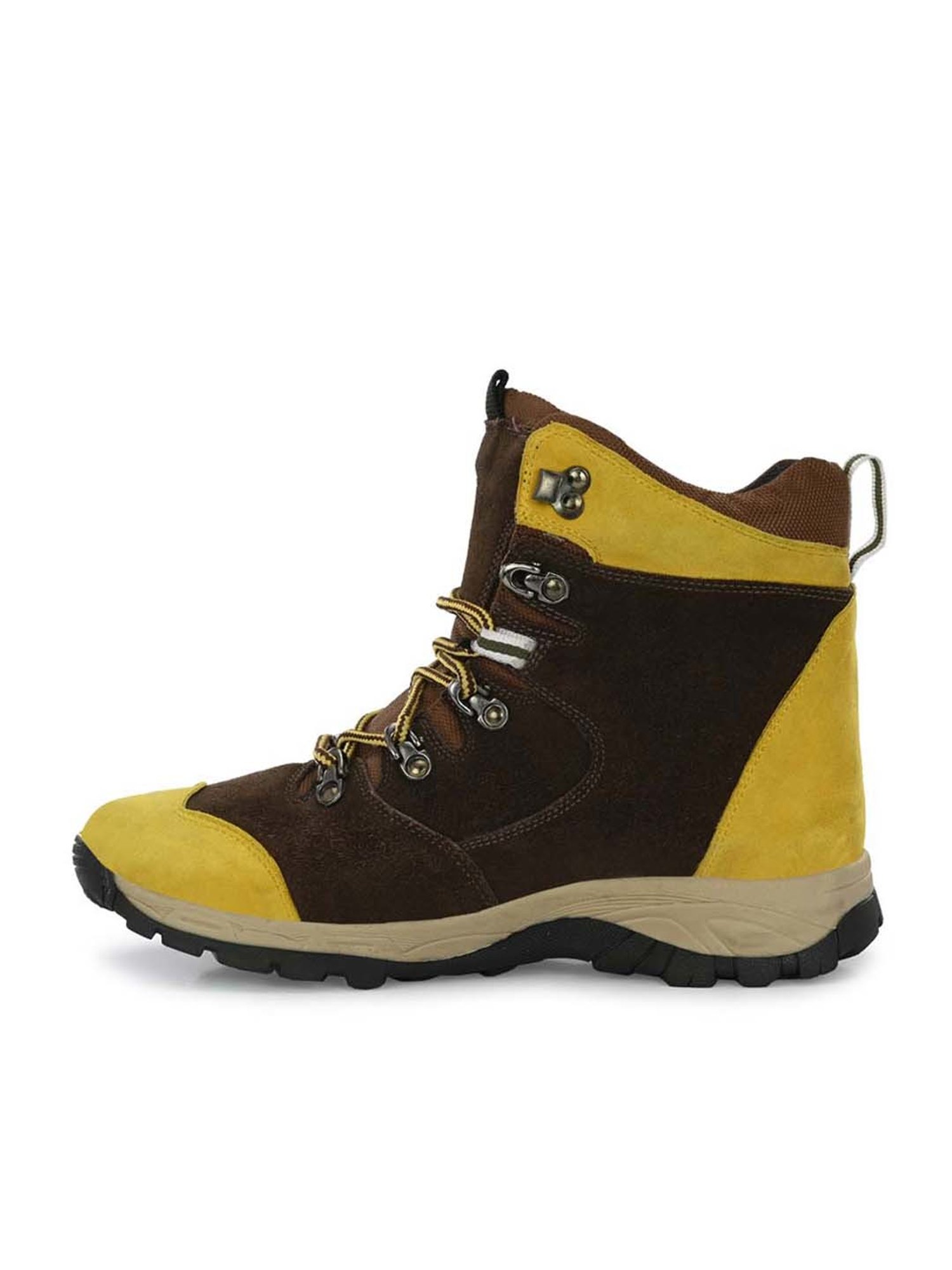 Eego Italy Men's Brown & Yellow Outdoor Shoes