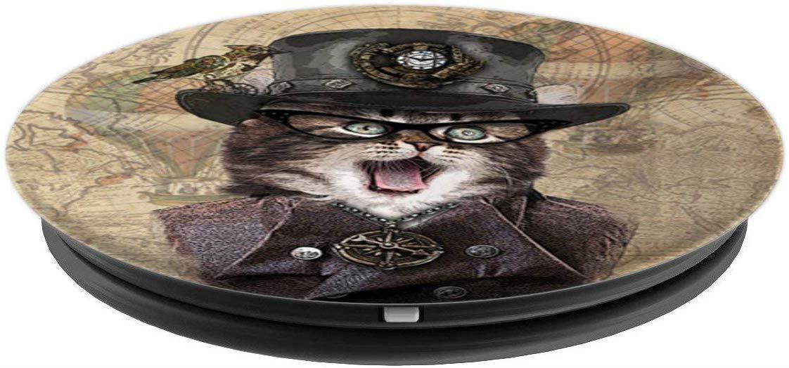 Steampunk Pet Cat - Cell Phone Mount, Hand Holder Knob 6554C