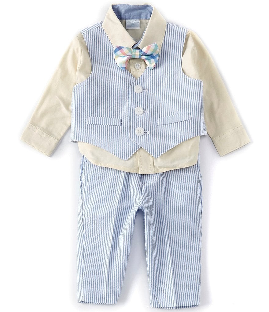 Edgehill Collection Baby Boys Newborn-9 Months Shirt & Cross Shortall Christening Set