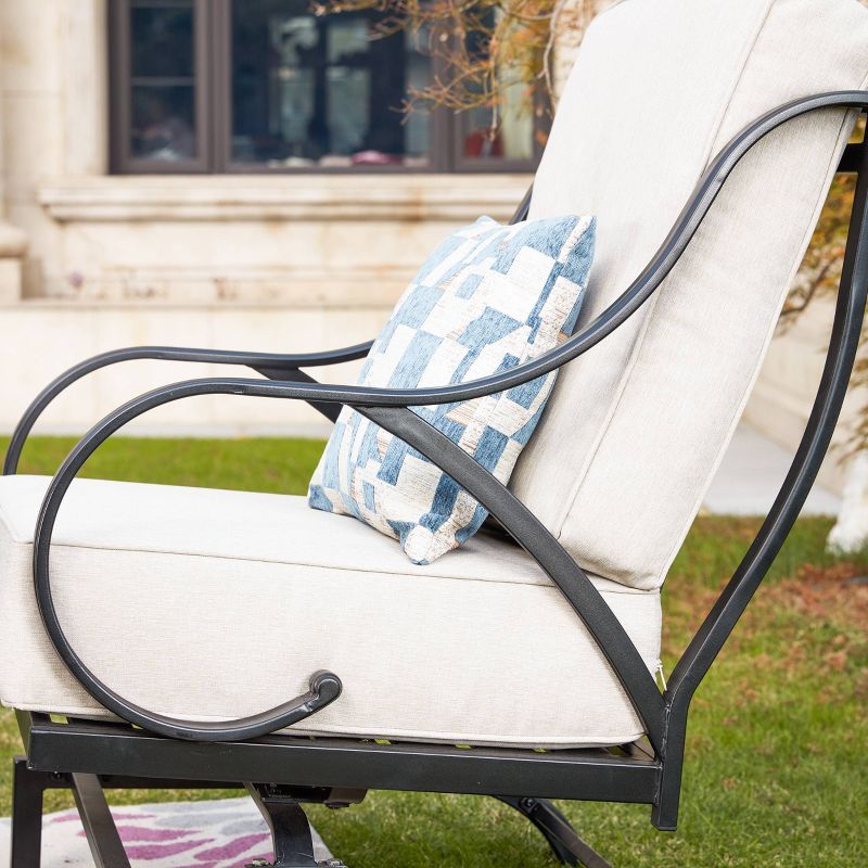 4pc Steel Patio Seating Set with Fire Pit Cream - Lokatse