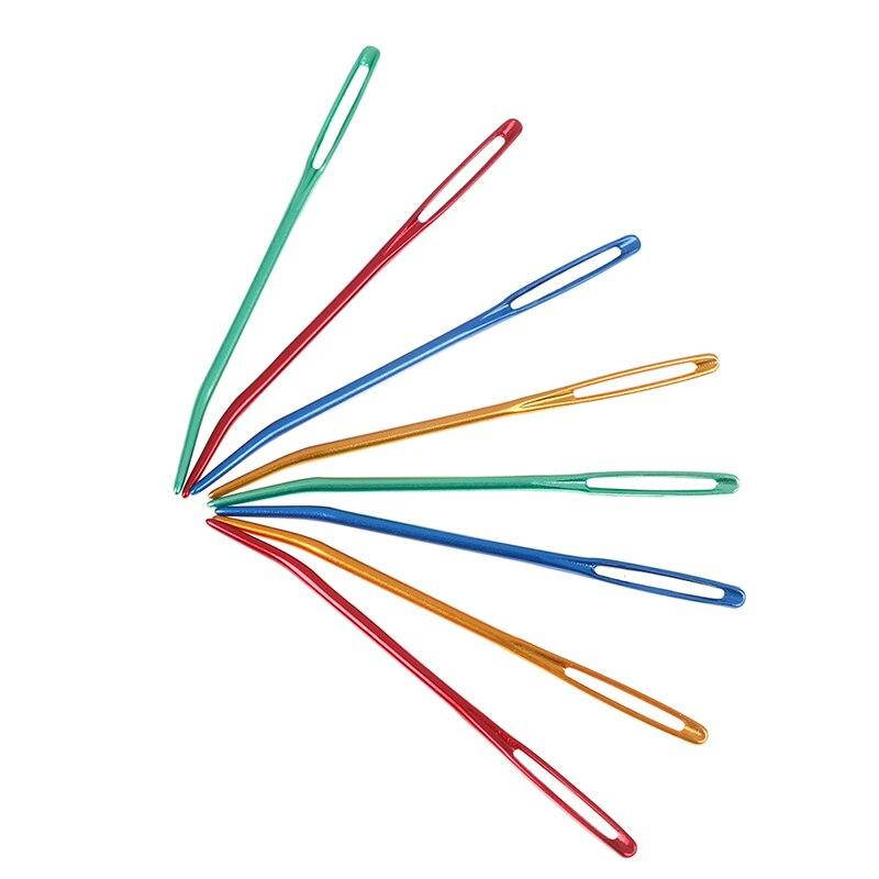 2pcs Aluminum Bent Tip Tapestry Darning Knitting Needles Needlework Crafts Sewing Bent Needle Big Eye Yarn Knitting Needle