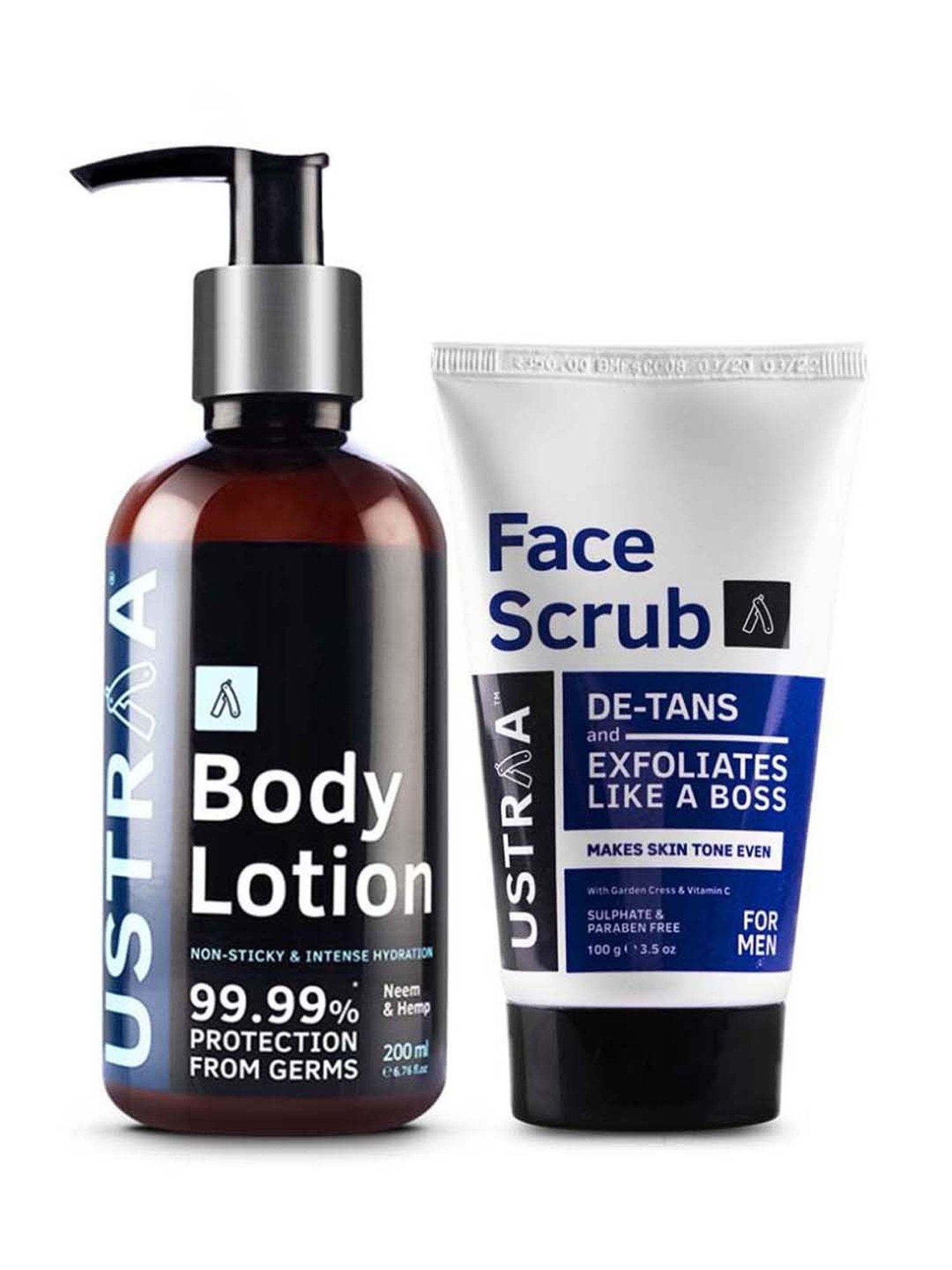 Ustraa Germ Free Body Lotion & De-Tan Face Scrub Combo