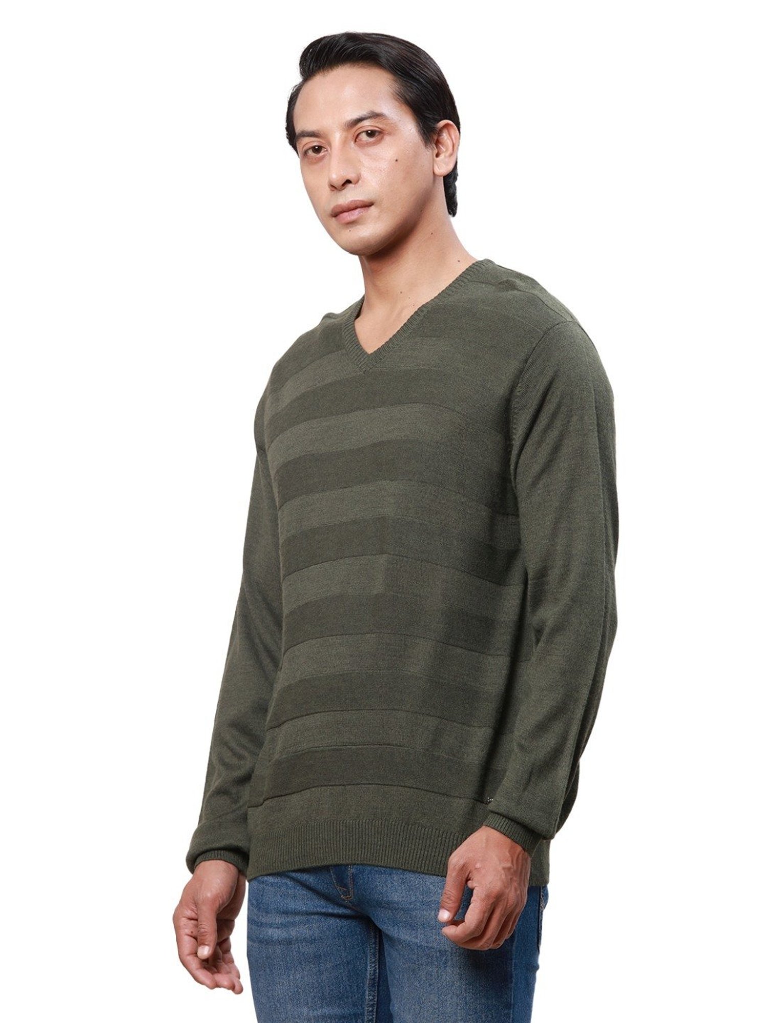 Park Avenue Green Regular Fit Sweater