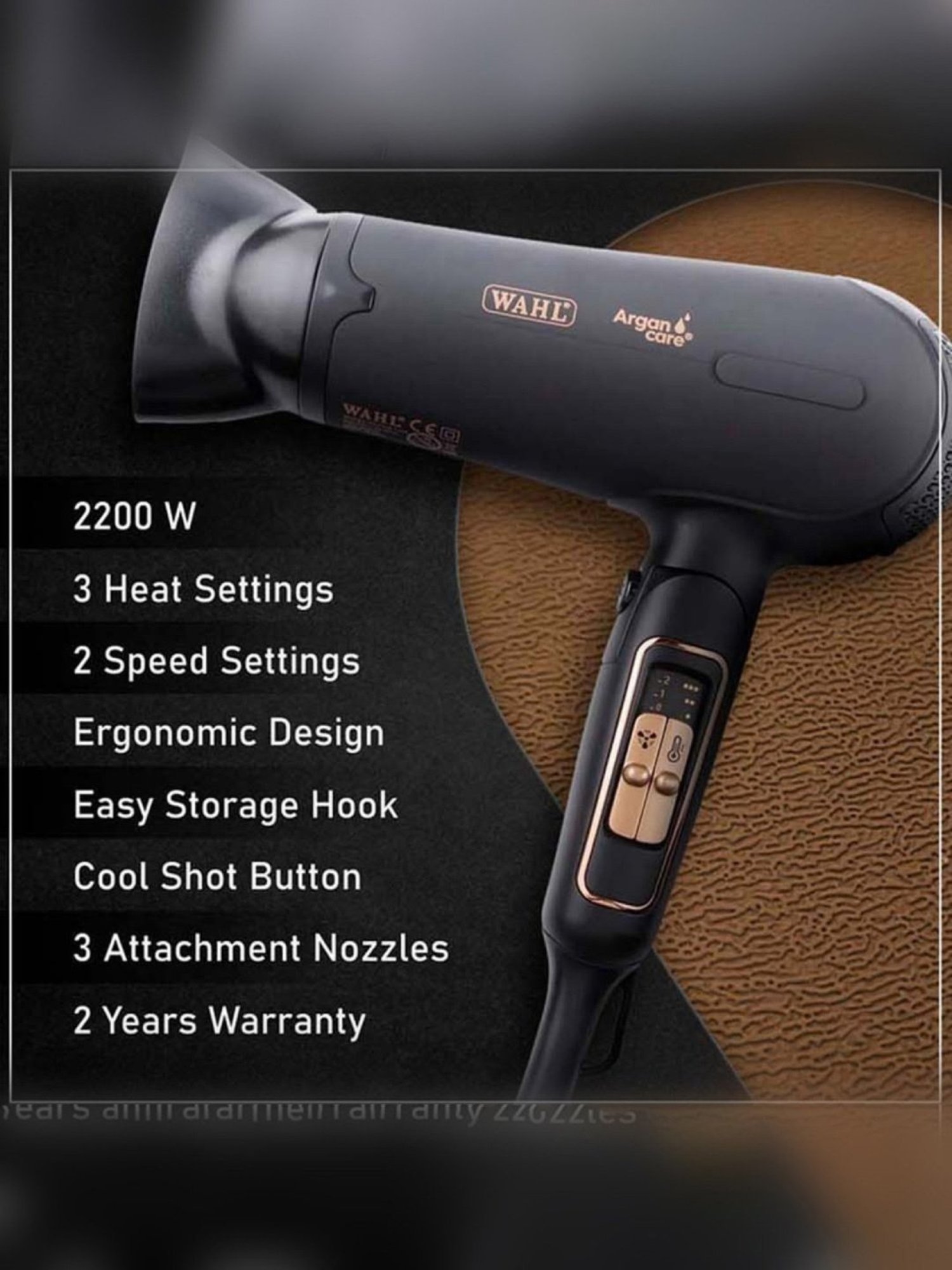Wahl ArganCare WCHD8-1324 2200W Hair Dryer (Black)