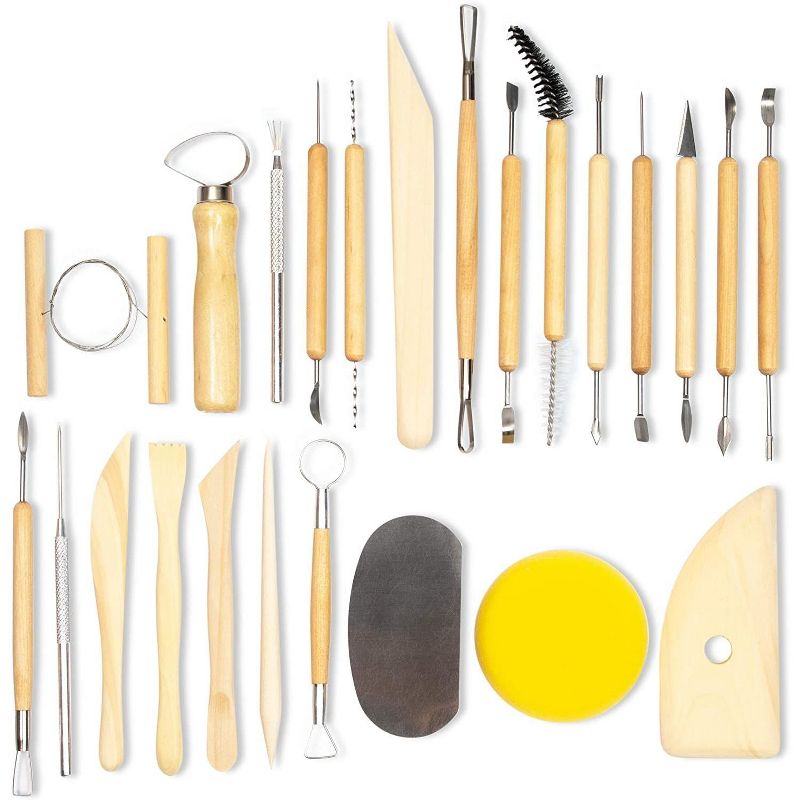 Bright Creations 24 Pieces Pottery and Clay Sculpting Tools for Arts and Crafts