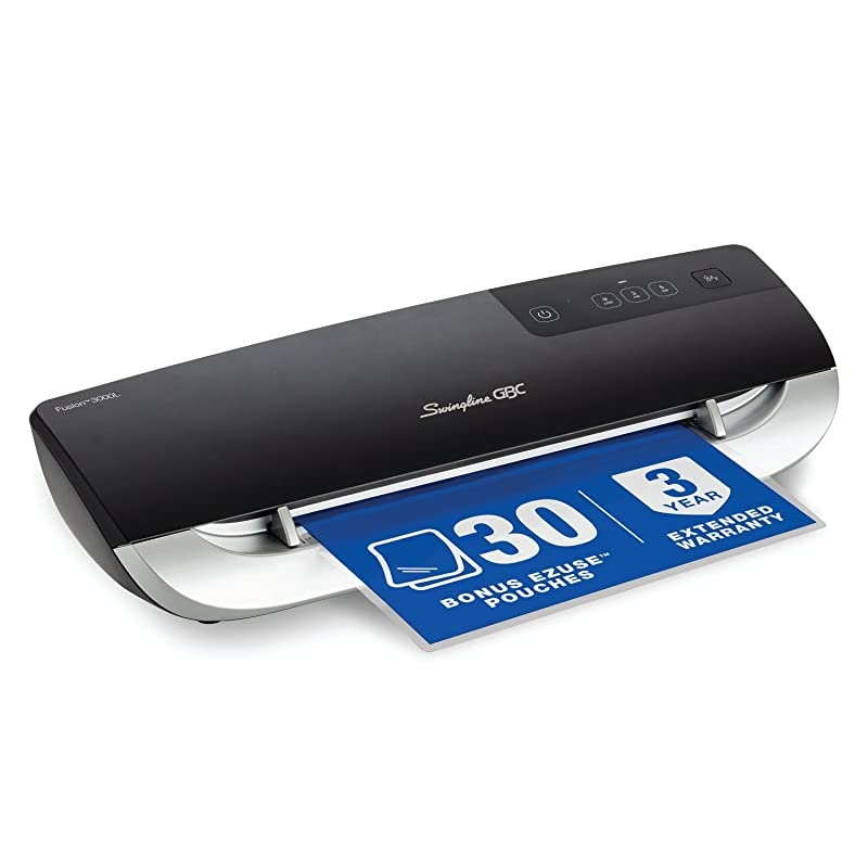 GBC Thermal Laminator Machine Fusion 3000L 9 Inch 1 Min Warmup 3 or 5 Mil with 30 EZUse Laminating Pouches 1703079