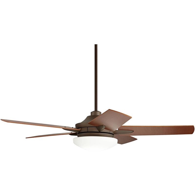 56" Casa Vieja Modern Ceiling Fan with Light LED Dimmable Remote Oil Rubbed Bronze Natural Walnut Blades for Living Room Kitchen