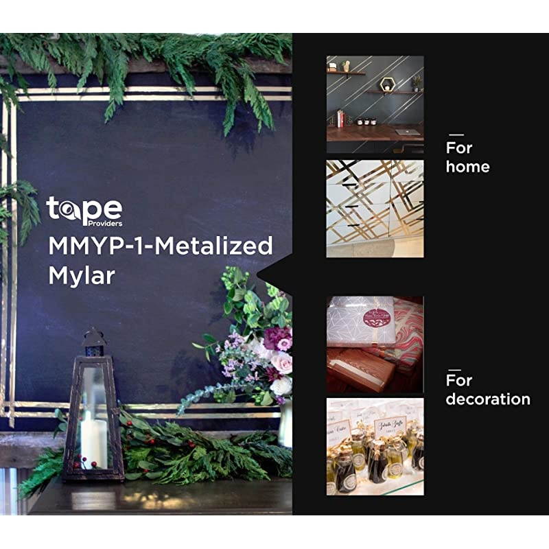 MPFT2 Silver Metalized Polyester Mylar Film Tape with Acrylic Adhesive 38 inch x 72 yds Vibrant Mirror Like Finish Decor Tape for Detailing Accent Wall Graphic Arts Car and Boat Trim